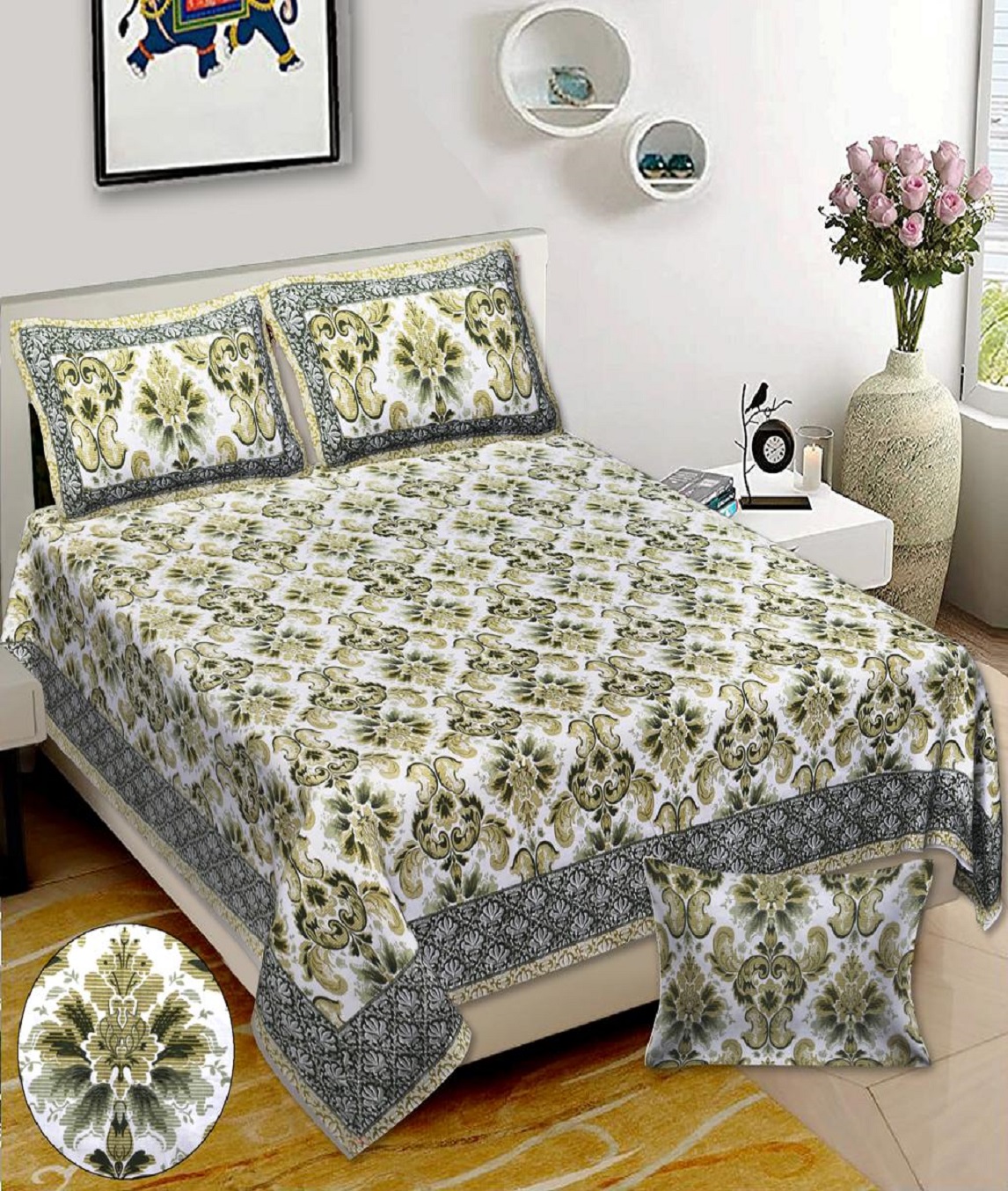 Jumbo size bedsheets with 2 pillow covers